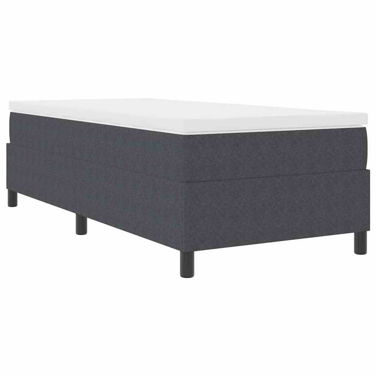 Eenpersoonsbed | Tienerbed | Volwassenenbed Boxspring bed Donkergrijs en Wit 203 x 90 x 60 cm Katoenen stof