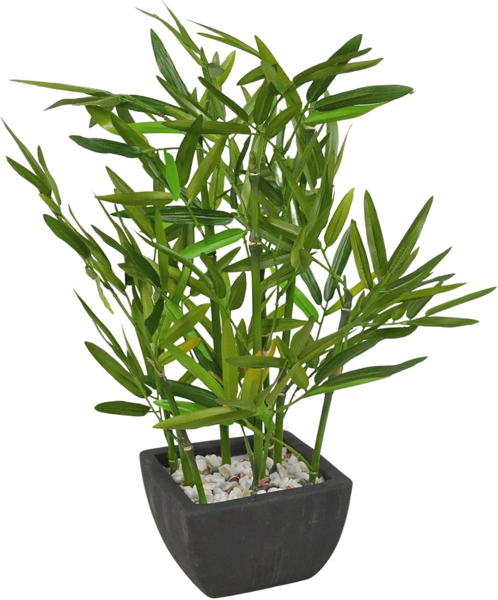 Weelderige Kunstmatige Bamboe Plant in Pot met Rivierstenen - 18 Inch Faux Bamboe Decorati