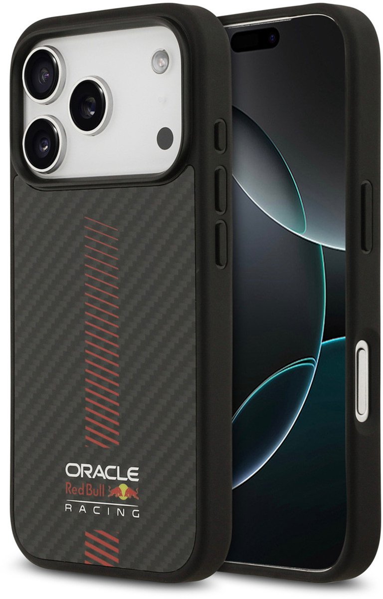 Red Bull Racing Back Cover - iPhone 17 Pro - Zwart - Kevlar - Magsafe - Sportief ontwerp
