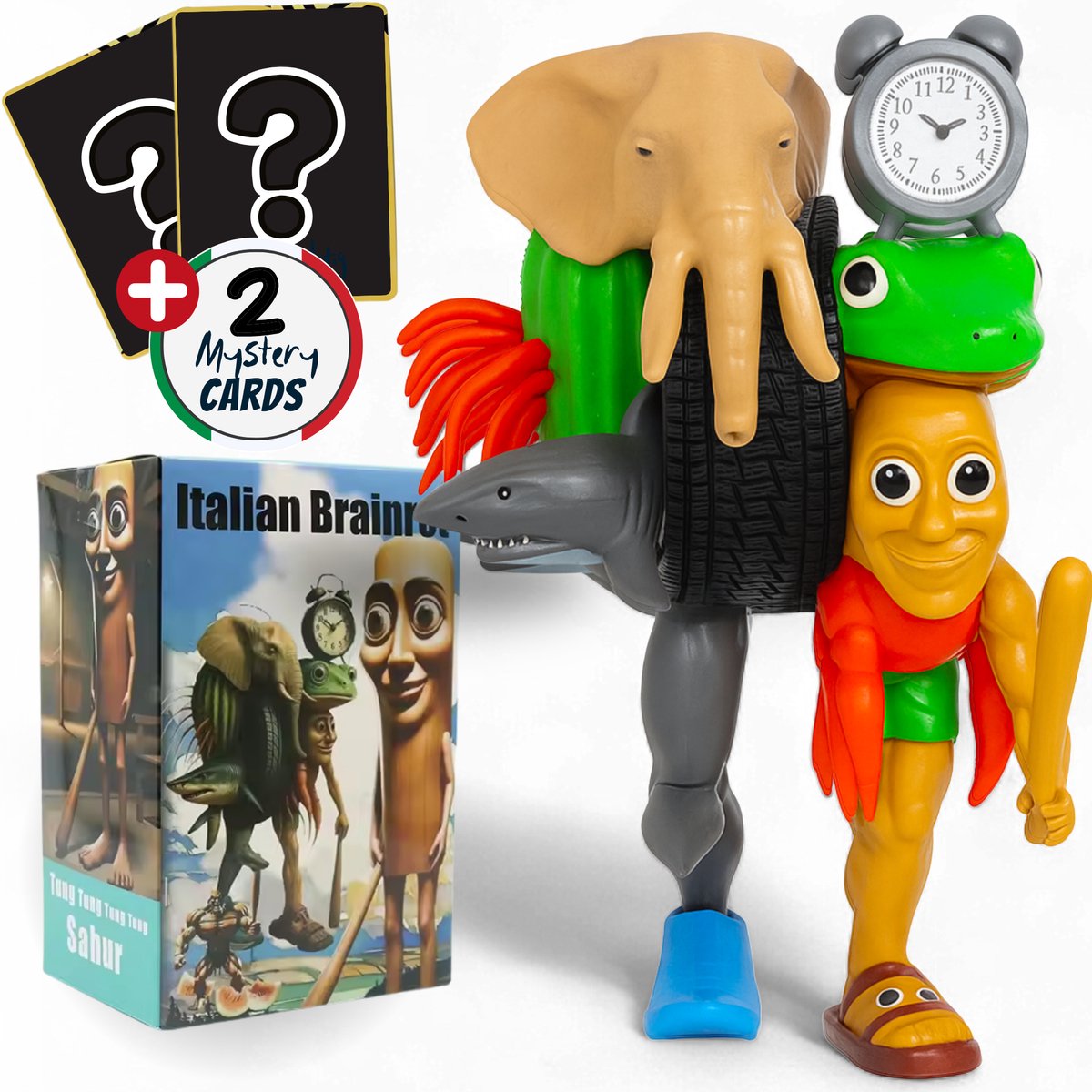 Italian Brainrot™ Brainrot Poppetjes Merged Figure - Core Edition (+2 Gratis Mystery Cards) - Tung Tung Tung Sahur - Tralalero Tralala - Brainrot Speelfiguur - Brainrot Actiefiguur - Brainrot Cadeau