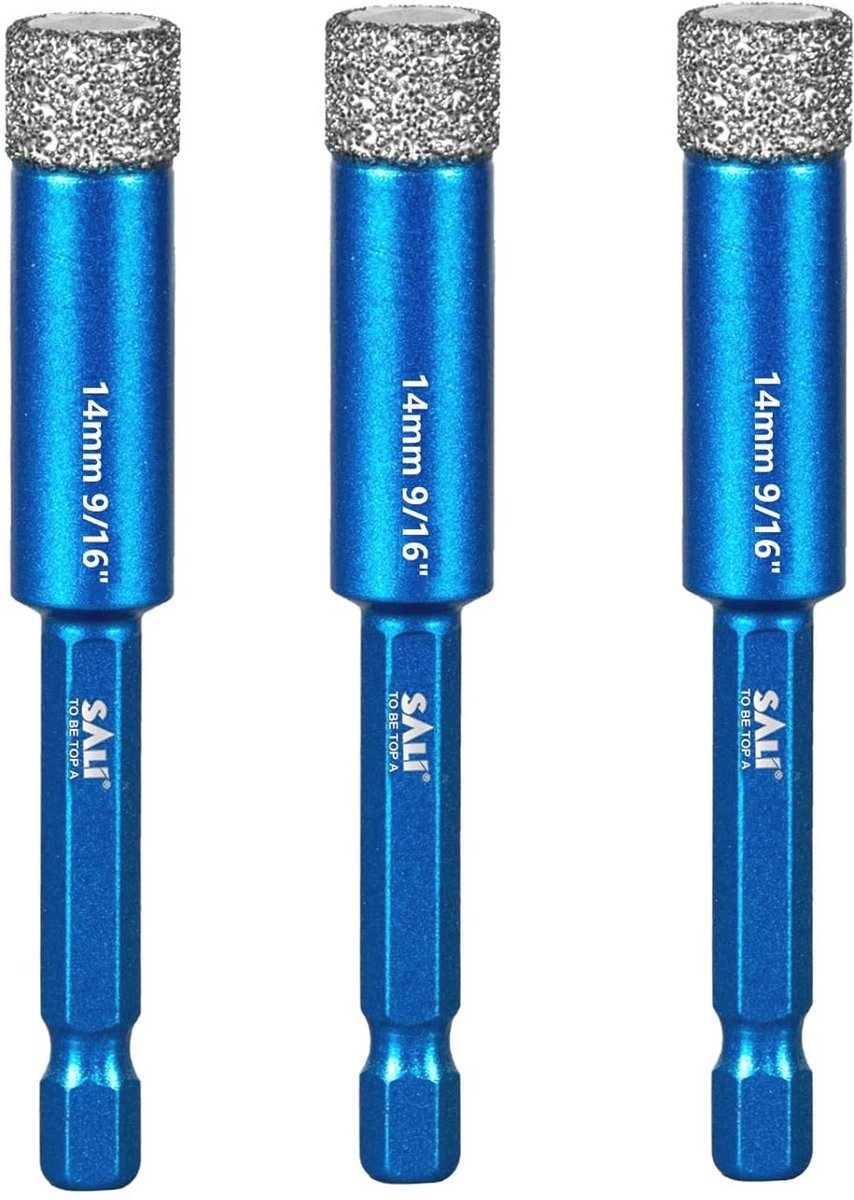 Diamant droogboor 14 mm - Set van 3 voor glas, porselein, graniet en metselwerk