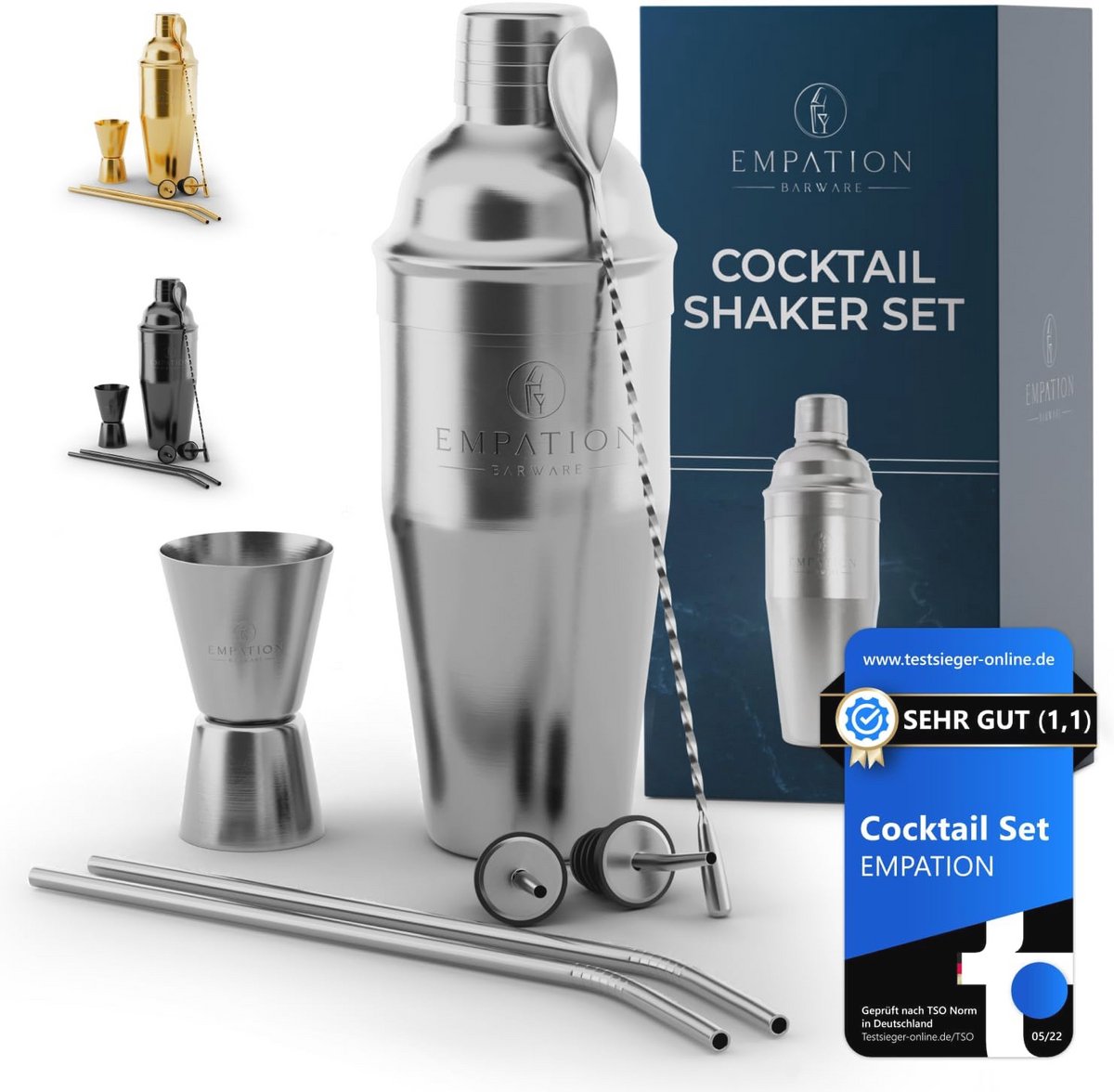 7-delige cocktailset - minimalistische cocktailshaker voor beginners en professionals
