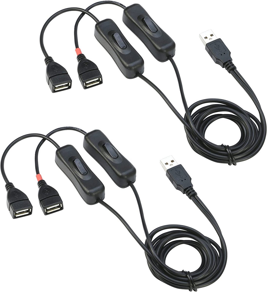 USB Y-verlengkabel met aan/uit-schakelaar - 3.3FT USB 2.0 splitter voor gegevens en opladen