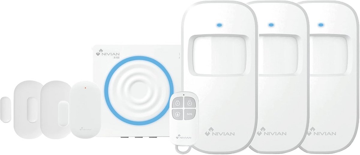 Draadloos Alarmsysteem voor Huis en Bedrijf - WLAN-Alarmset met Afstandsbediening en SOS-Functie
