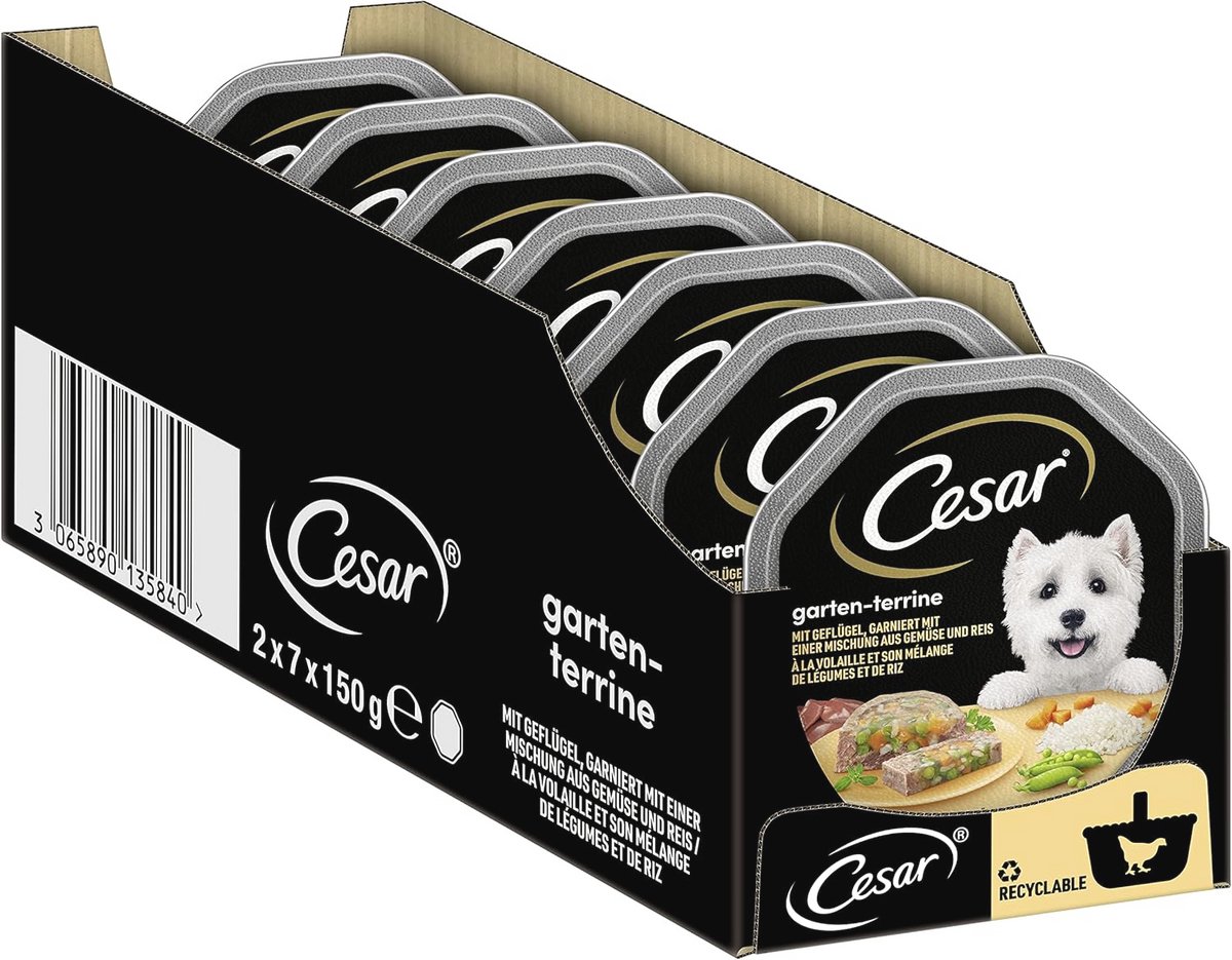 Voeding voor Honden met Gevogelte en Groenten - 150G Trays