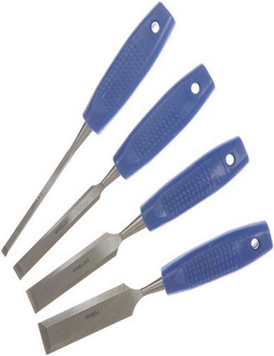 Houtbeitel Set 4-delig - Precisie Geslepen Houten Beitels met Ergonomische Handgrepen