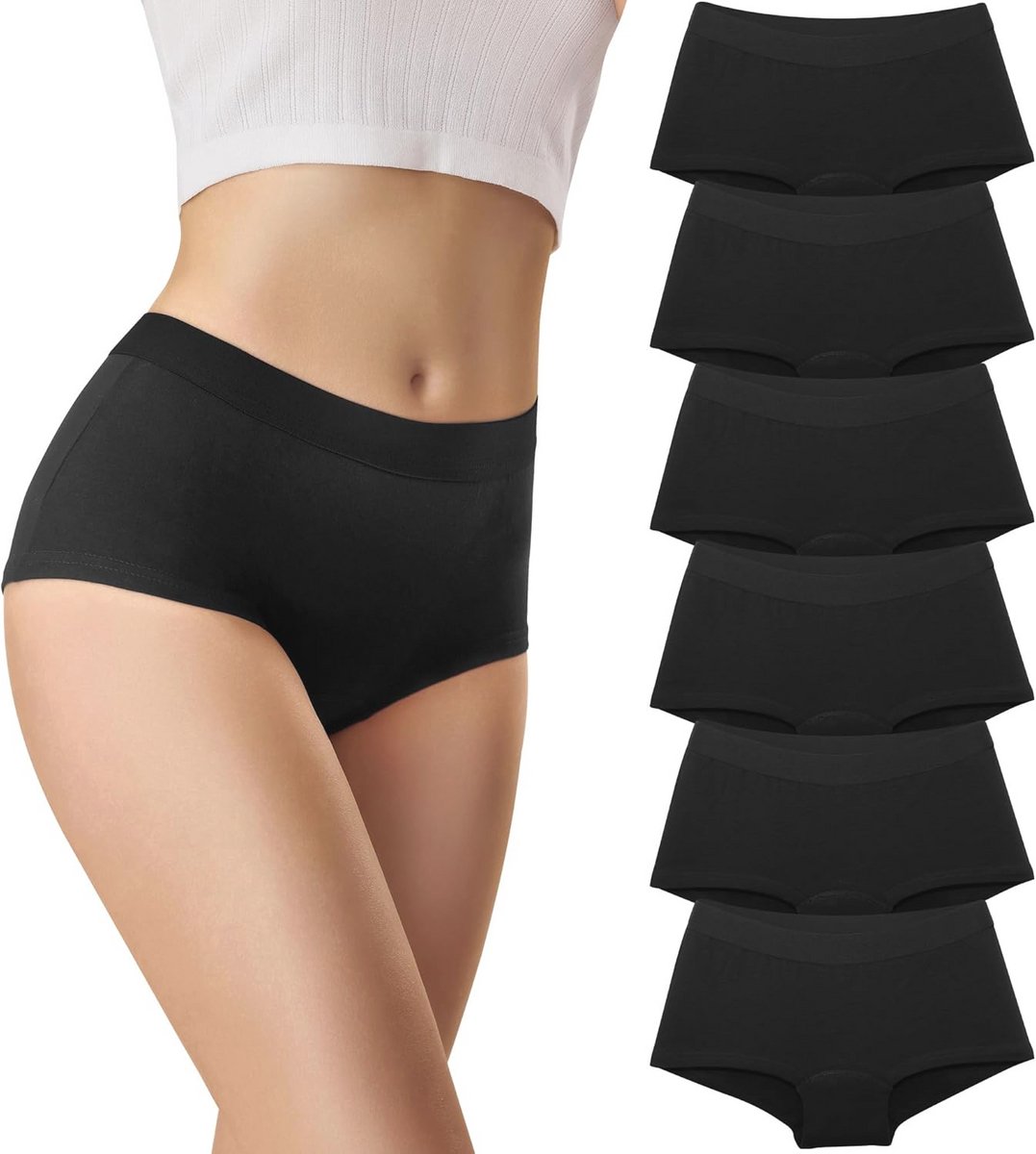 Dames Slipset van 6 Stuks - Hipsters Boxershorts van Katoen met Zachte Tailleband