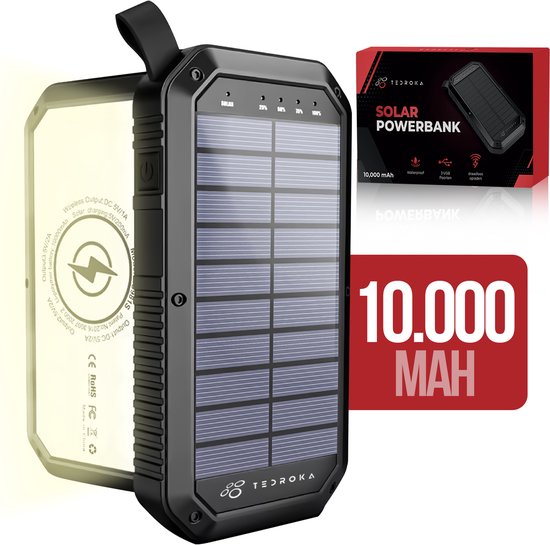 Tedroka Zonne-Energie Powerbank - 3-in-1 Draagbare Oplader - Tedroka® - €29,95
