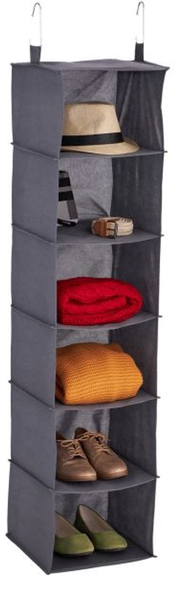 Doodadeals® Kledingkast Organizer – Hangende Opberger 6 Vakken – 139×30×30 cm – Grijs