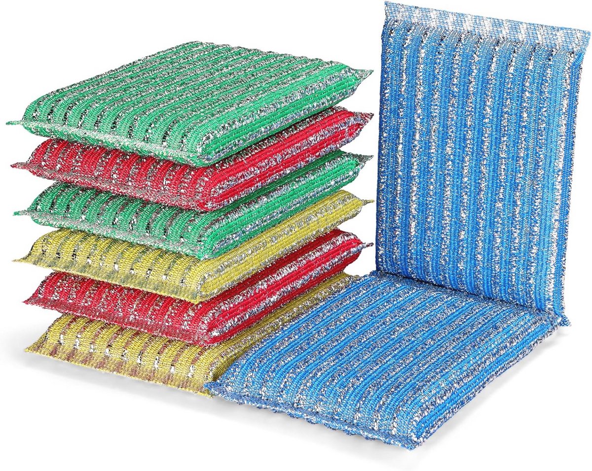 Premium Keuken Sponzen Set - 8 Kleurige Schoonmaak Pads voor Vaatwerk en Huishoudelijk Gebruik