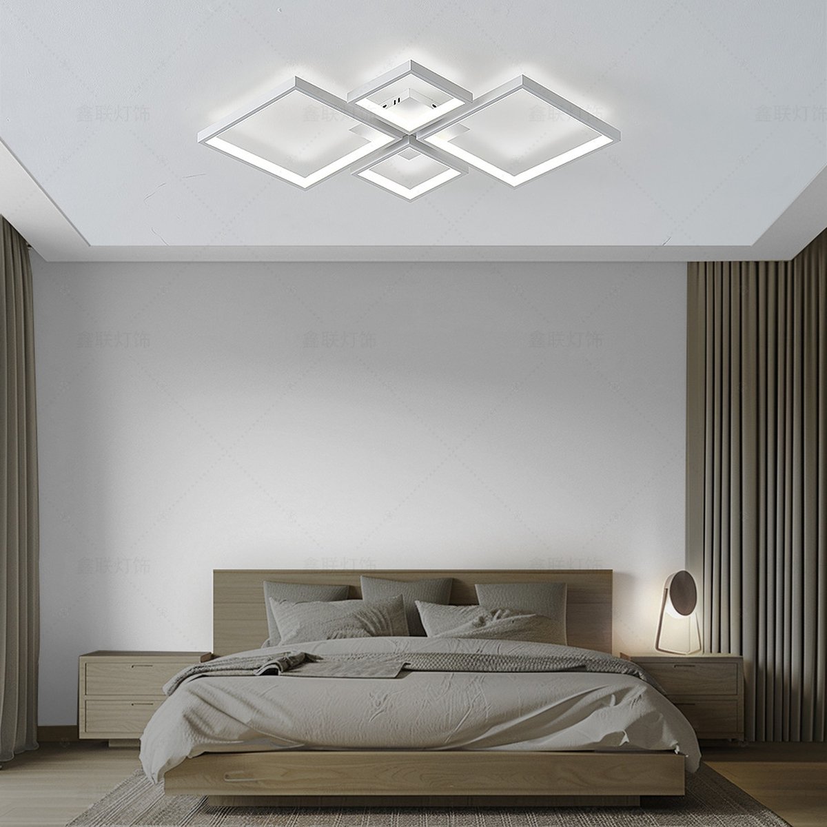 CHIWIN Plafondlamp LED - 48W Dimbare Moderne Geometrische Lamp - Met Afstandsbediening - Voor Woonkamer Slaapkamer Keuken - Wit
