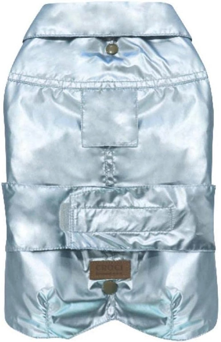 Waterdichte hondenjas met fleece voering en verstelbare pasvorm, rugmaat 25 cm, kleur parel