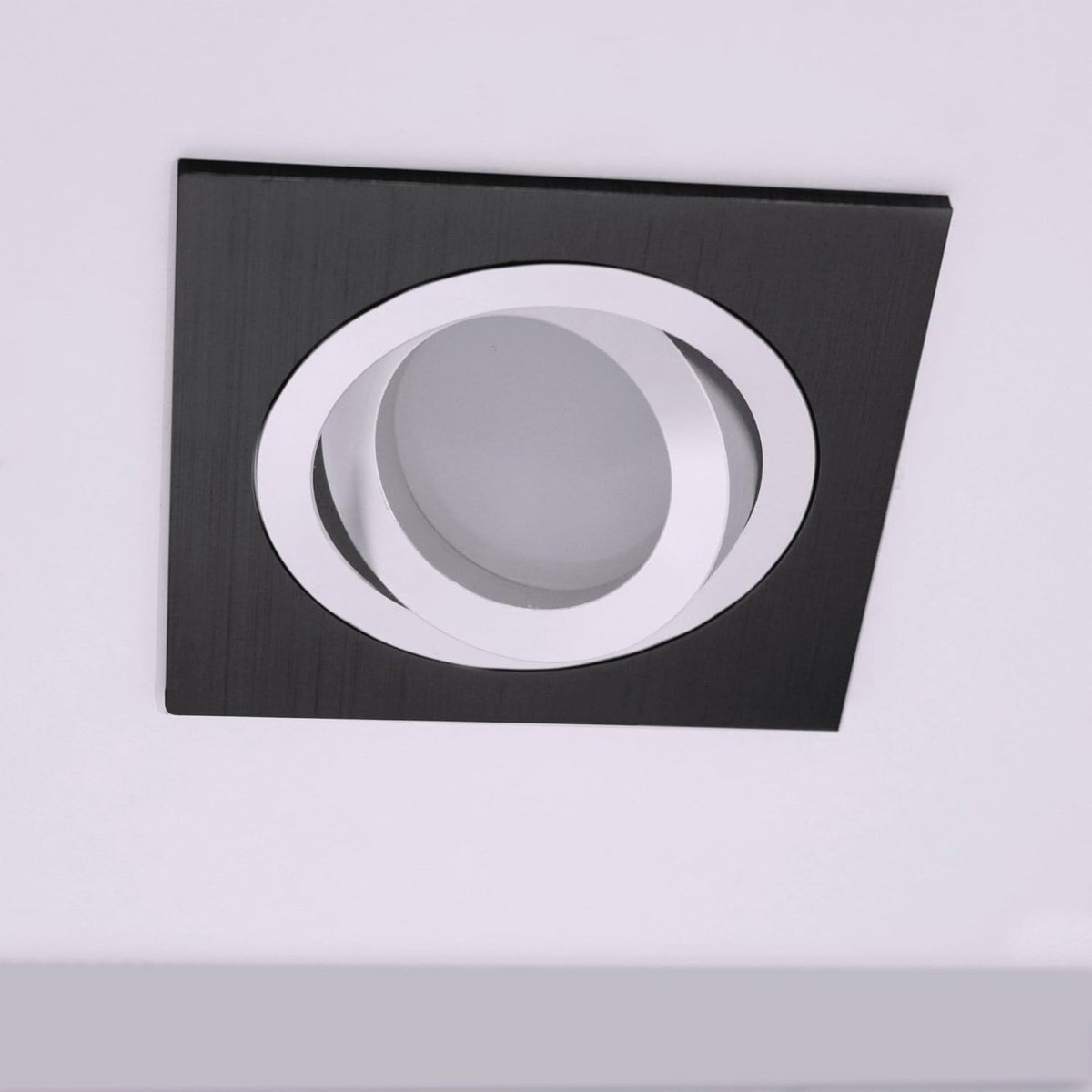 Hoekige inbouwlamp met GU10-fitting 9x9x2,5 cm voor interieurverlichting
