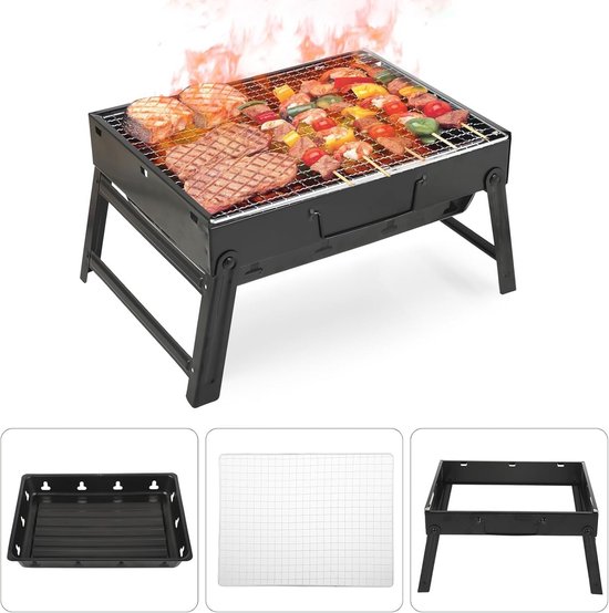 Houtskool Grill Draagbaar Opvouwbaar voor Outdoor, Picknick en Camping - Mini Grill (35x26x20cm) — afbeelding 5