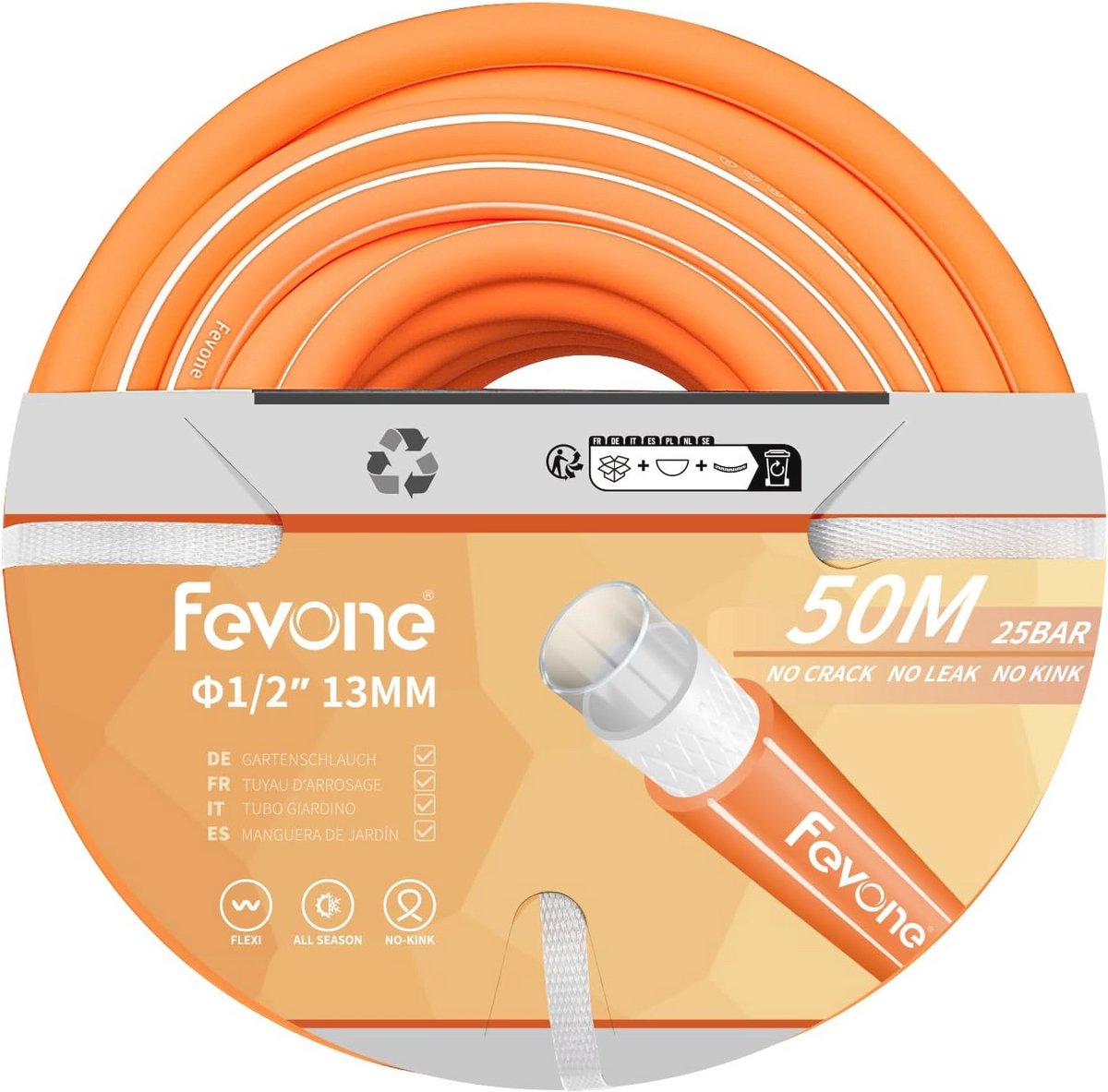Tuinslang 50 m - 4-laags, 13 mm, 25 bar, flexibel en duurzaam