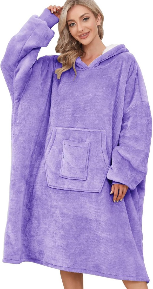 Oversized capuchon deken voor dames - Zachte en warme sweatshirt deken met grote zakken