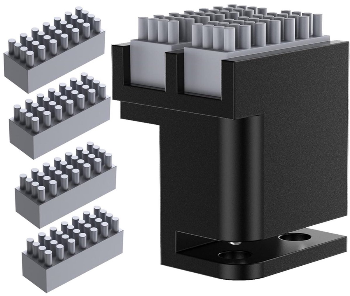 GELLDG Panda Brush PX Nozzle-reinigingsborstel - Inclusief 4 reserve siliconenborstels - Geschikt voor Bambu-Lab P1P/P1S/X1/X1C/X1E 3D-printers - Siliconen reinigingsborstel geschikt voor montage op verwarmd printbed - Nozzle-reinigingsset