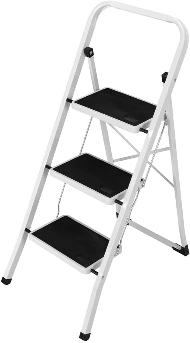 Inklapbare Trapladder met 3 Treden, Ruimtebesparend en Veilig