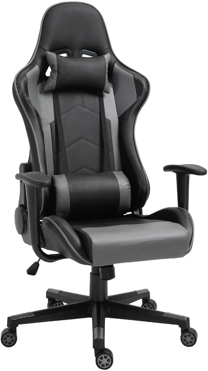Gamingstoel - Ergonomisch Draaibaar - In Hoogte Verstelbaar - Kunstleer - Zwart