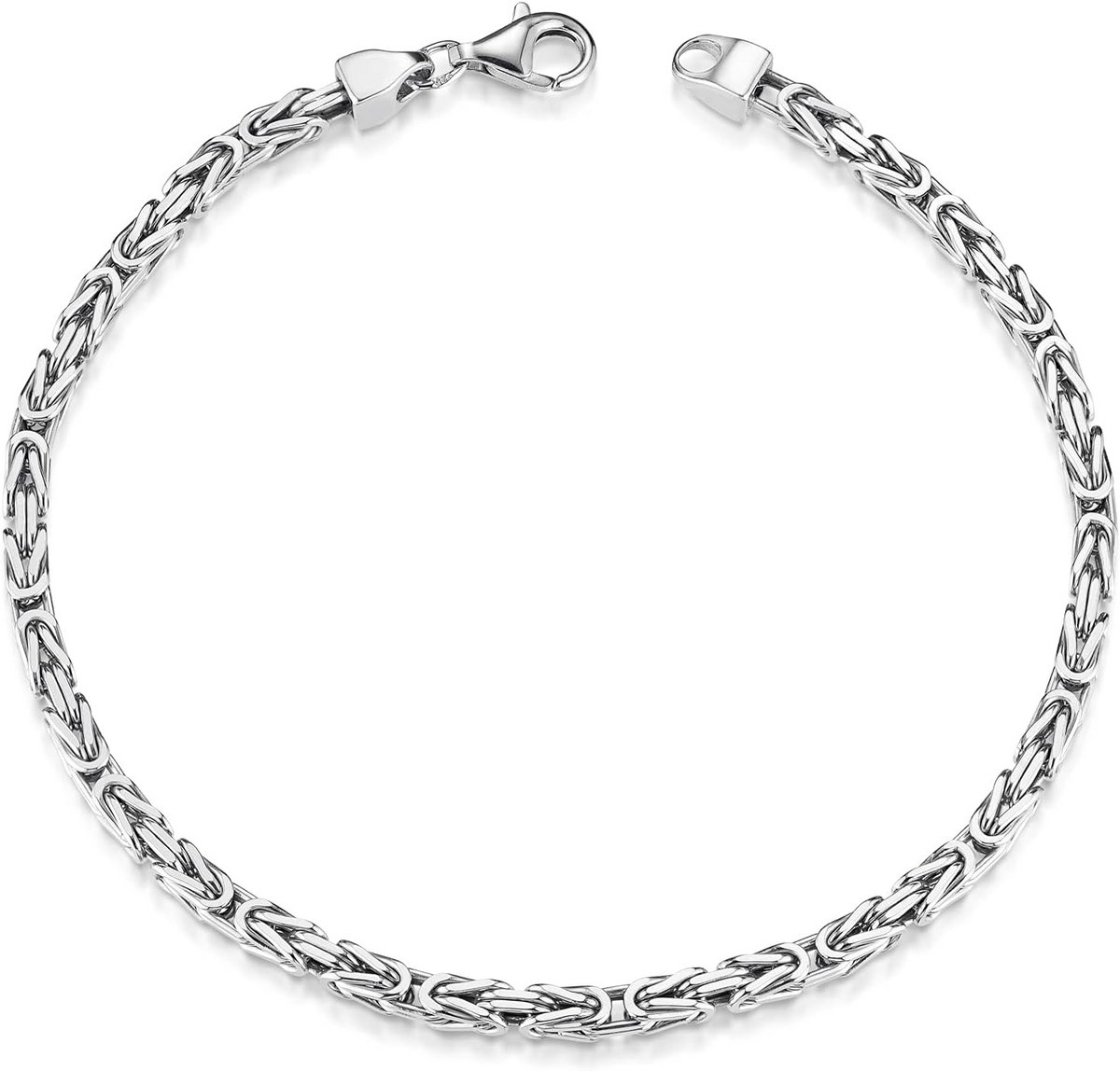 925 Zilveren Koningsschakel Armband voor Heren, 3 mm Breed, Rhodium Diamant Coating