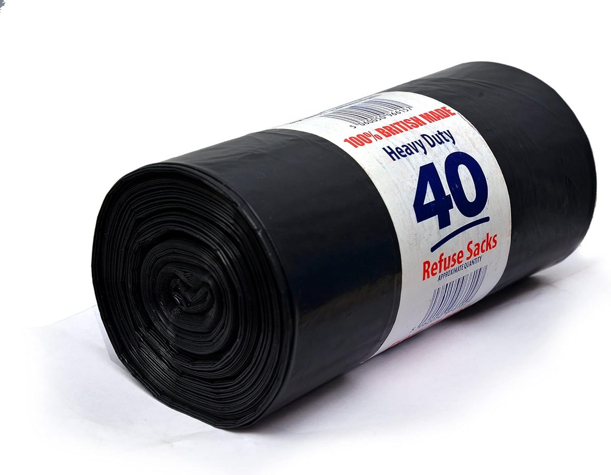 Extra Sterke Zwarte Vuilniszakken 100L (Pak van 40) - Gemaakt van Gerecycled Materiaal