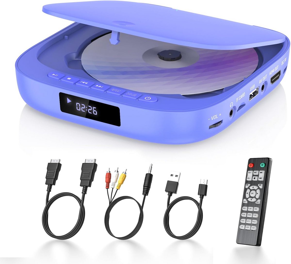 Draagbare DVD-speler met HDMI en Afstandsbediening, Full HD, Regiovrij
