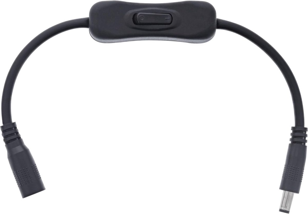 DC Kabel met Aan/Uit Schakelaar - 20 cm - Ronde Stekker 3.5x1.35mm - 12V Zwart