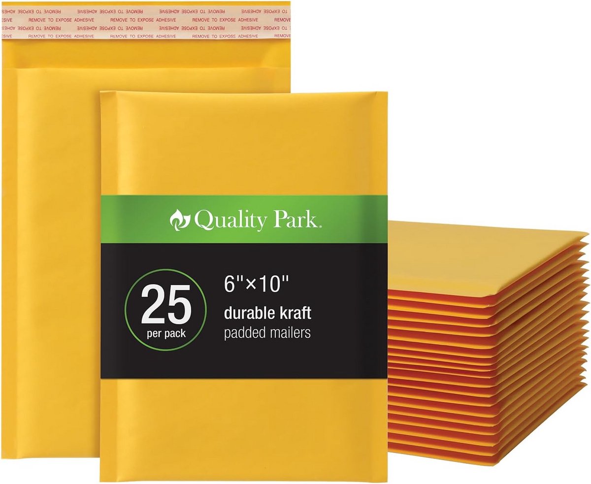 25 Gewatteerde Verzendzakken Bruin Kraft Kleur - 15x25 cm - Zelfsluitend en Schokbestendig