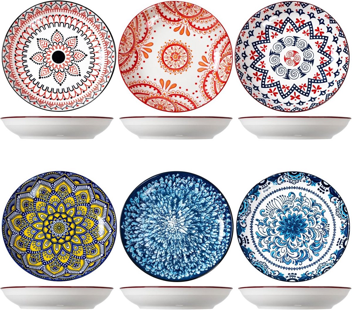 Set van 6 Ronde Keramische Borden (23cm) - Geschikt voor Vaatwasser en Magnetron