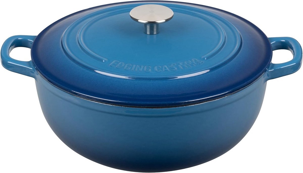 Gietijzeren braadpan met deksel 5 liter voor brood en stoofschotels