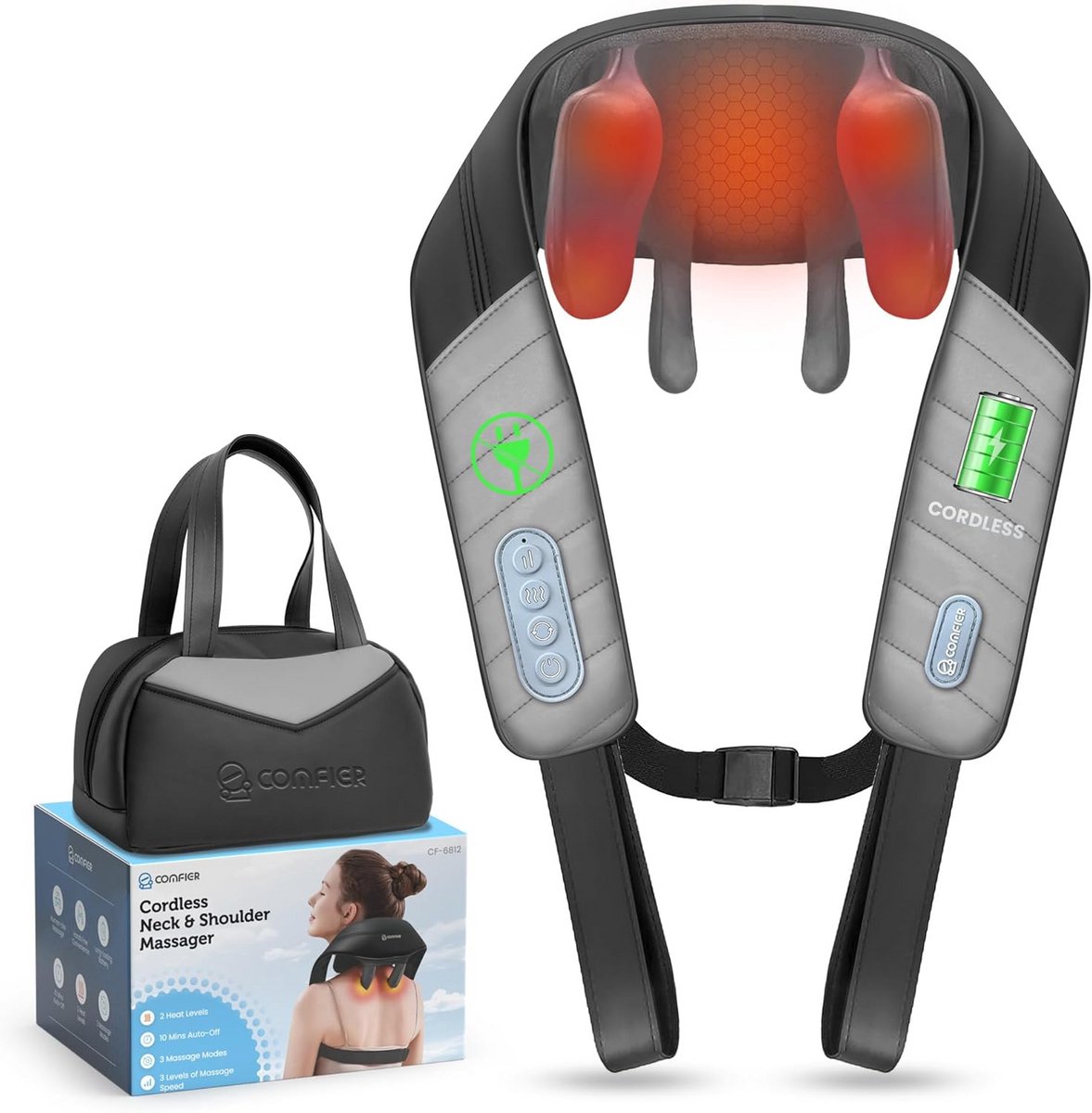 Draadloos Nek- en Schoudermassageapparaat met Shiatsu en Warmtefunctie