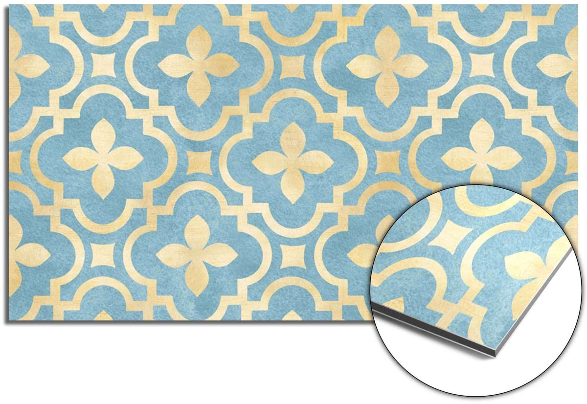 KitchenArt - Deep Azure Blossom Spatscherm - 100x50 cm - Spatscherm Achterwand Keuken - Spatwand Keuken