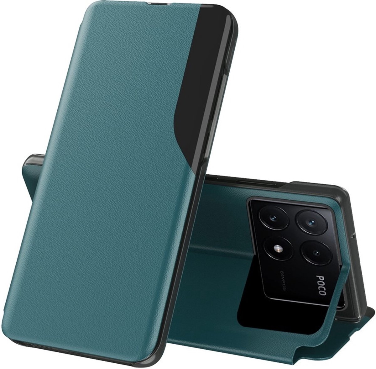 Hoesje geschikt voor Xiaomi Poco F6 Pro - Phonesta Smart View Side Book Case - Groen