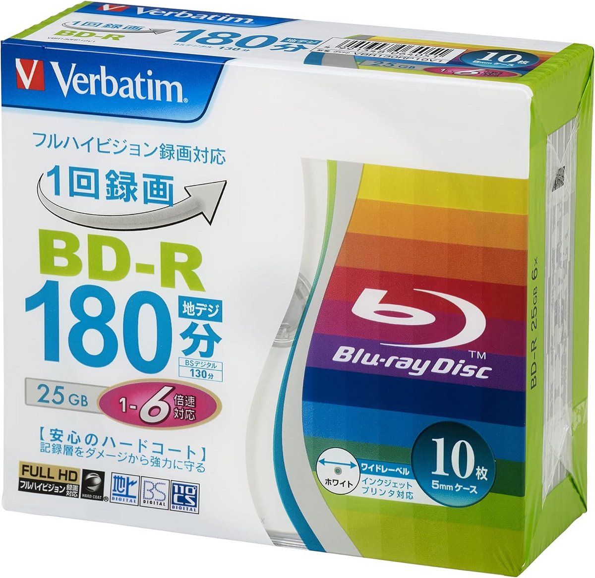 10 Stuks BD-R Blu-ray Schijven 25GB Opneembaar 6x Speed Inkjet Printbaar