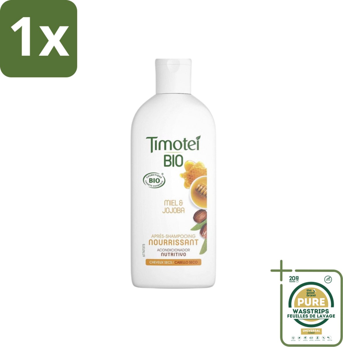 1 x Timotei - Crèmespoeling - Honing & Jojoba - Biologisch - Droog Haar & Droge Hoofdhuid - 250 ml- Crèmespoeling - Droog Haar - Droge Hoofdhuid - Bio Crèmespoeling - Honing