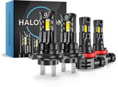 HaloVision Turbo LED Mist Licht + Koplampen H7 + HB3 – 150W 30000Lm 6000K Helder Wit – Canbus Plug en Play Dimlicht + Mistlicht LED Set van 4 Autolampen