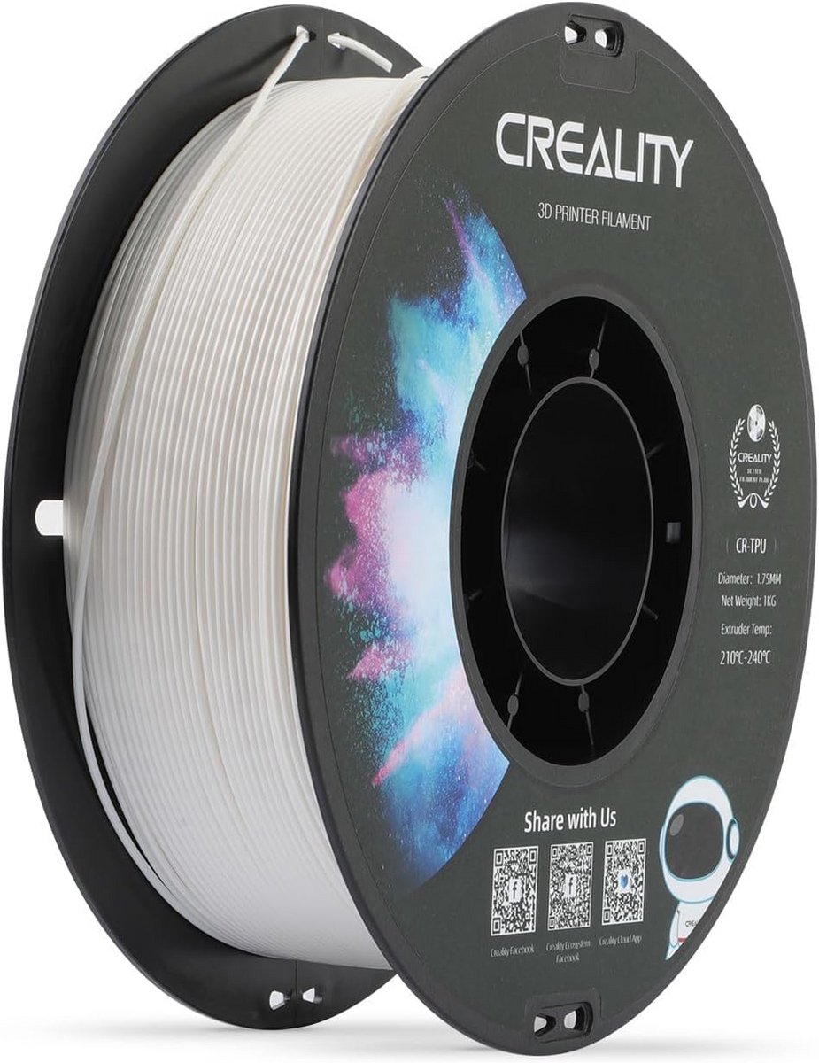 Flexibel TPU 3D Printer Filament 1.75mm Wit - 1kg Hoge Elasticiteit