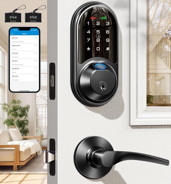 Slimme Deurslot met Vingerafdruk en App Bediening, Zonder Sleutel