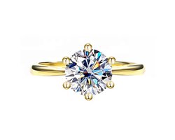 Titanix Ring Dames - 1 Karaat Moissanite (Lab-Diamant) met GRA Certificaat - 925 Sterling Zilver – 18K Goud Verguld – Solitaire ring – Luxe Ring - Maat 17.25 mm / 54