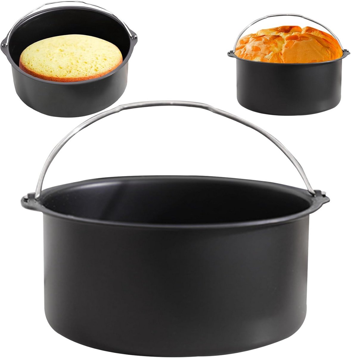 Airfryer Bakvorm 6 Inch - Koolstofstaal Cake Pan met Antiaanbaklaag en Handvat