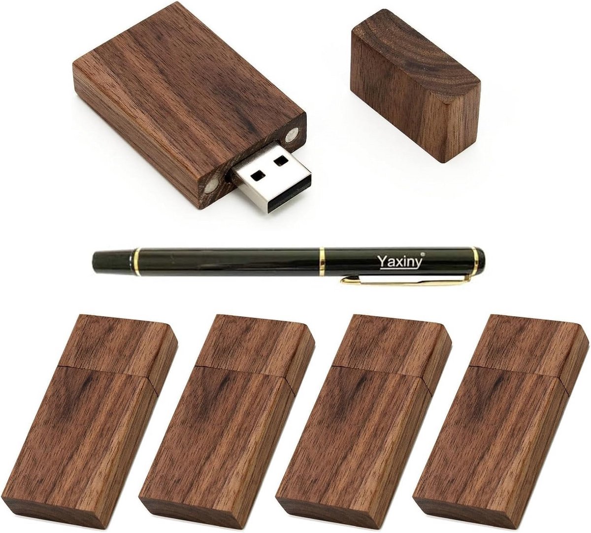 5-Pack USB 3.0 Flash Drives 32GB Geheugenstick met Walnoothouten Behuizing
