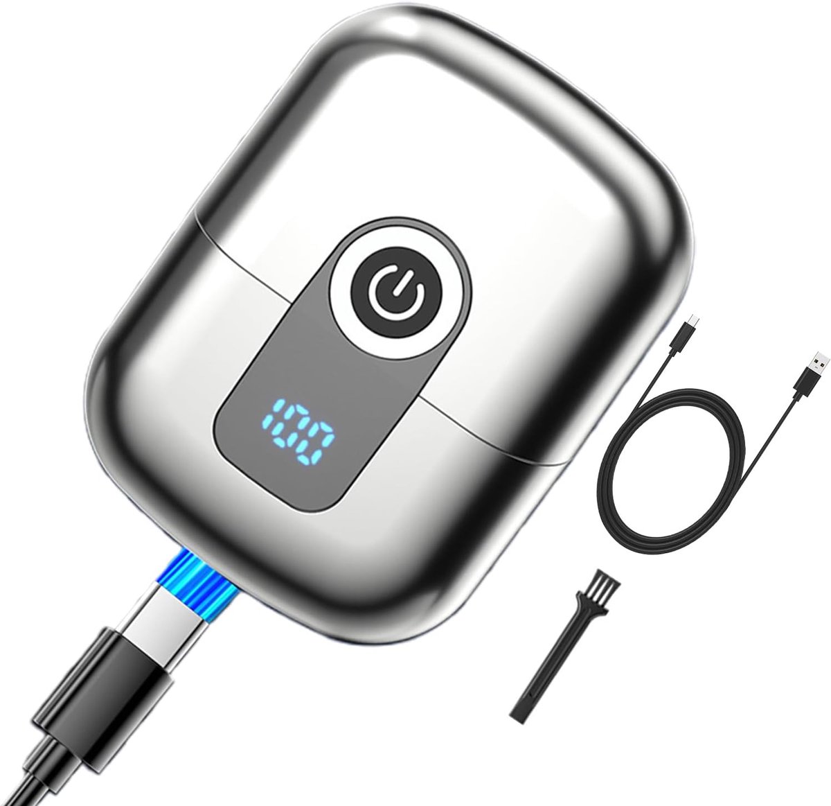 Elektrisch scheerapparaat voor mannen - Mini elektrisch scheerapparaat - Baardtrimmer voor mannen met uitklapbare trimmer - Snel opladen via USB-C - Lichtgewicht en draagbaar ontwerp - Geschikt voor op reis en thuisgebruik.