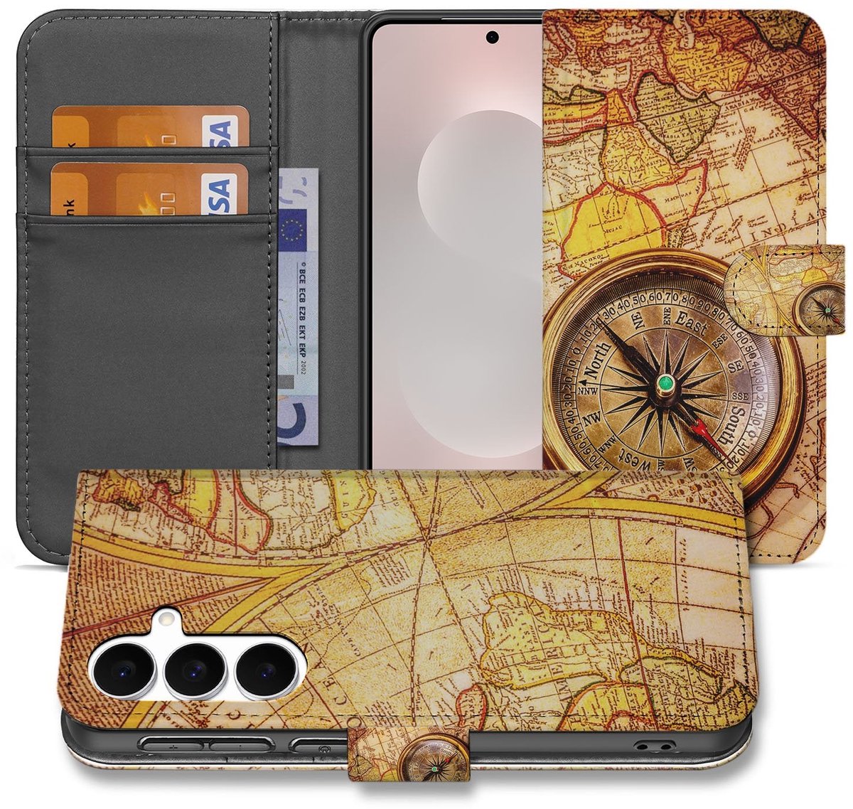 Samsung Galaxy S25 FE Flip Cover Kompas Met Magnetische Sluiting