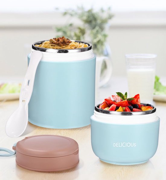 Yoghurt Beker To Go - Muesli beker - 720 ml Lunchbekerlekvrije met Lepel - Dubbellaags lekvrij - Blauw — afbeelding 4
