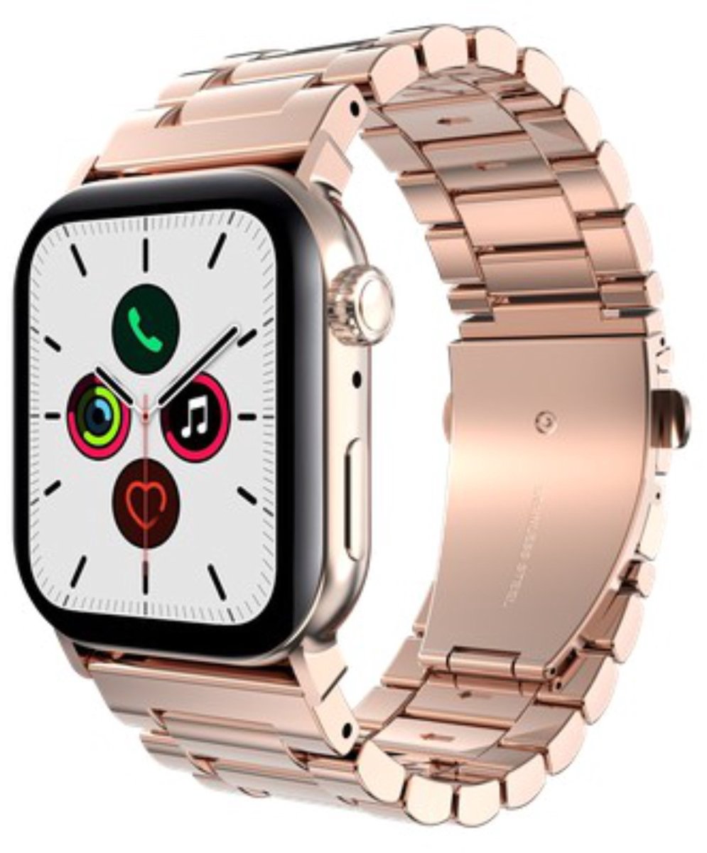 Just in Case horlogebandje geschikt voor Apple Watch Bandje (PrimeSteel) - Smartwatchbandjes (+Horloge inkortset) - Universeel bandje geschikt voor Apple 38/40/41/42 mm - Rose Goud