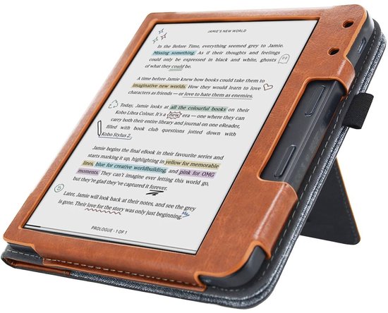 Hoesje Geschikt voor Kobo Libra Colour Sleepcover Jeans Style Hoes Grijs - ereader hoesje - cover van Colour Sleepcover — afbeelding 4