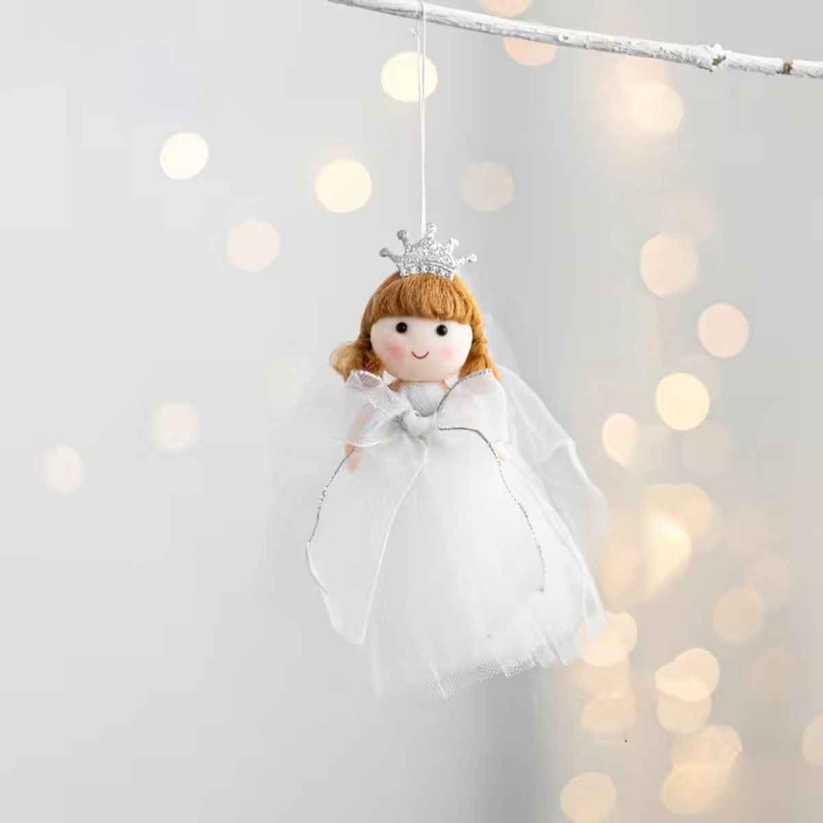 Kersthanger | Kerstkoningin - Kerstbal - Kerstengeltje - Kerstversiering - kerstboomversiering voor binnen - Kerstboom engel - 1 stuks - Wit