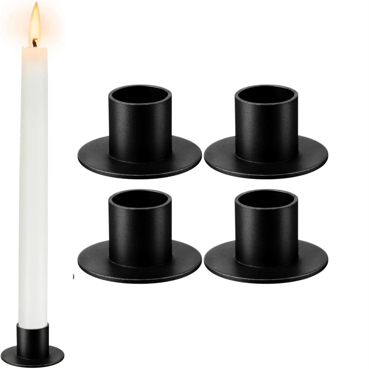 QTTVBTNA - Kandelaars - Ijzer kaarsenhouders - Decoratie voor feest, woonkamer, bruiloft, romantische diner - Geschikt voor kaarsen met een diameter tot 2,2 cm - Zwart - 4 stuks