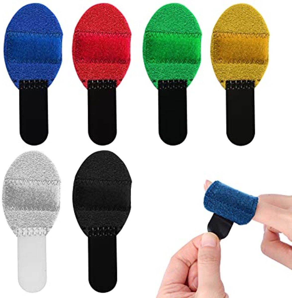 6 stuks Trigger Finger Splints, kleine zachte stoffen spalken, vingerbrace voor bescherming tegen gebroken vingers en het rechtzetten van vingers (6 kleuren)