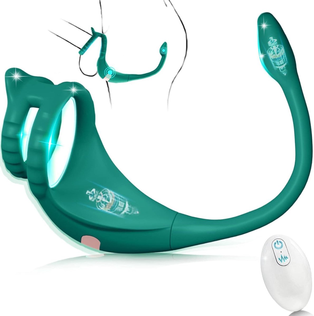 Daity Vibrerende Cockring – Next Generation Dubbele Motor Penisring met Perineum- & Prostaatstimulator – Afstandsbediening – Langer Volhouden & Ejaculatie Vertragen – Seksspeeltje voor Mannen & Volwassen Stellen – Groen